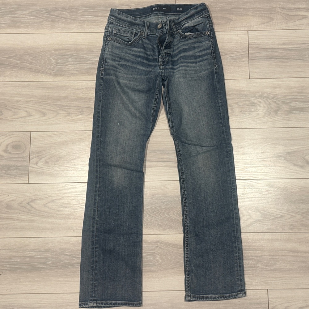 BKE Men's Dark Blue Straight Jeans